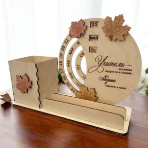 wooden desk organizer calendar