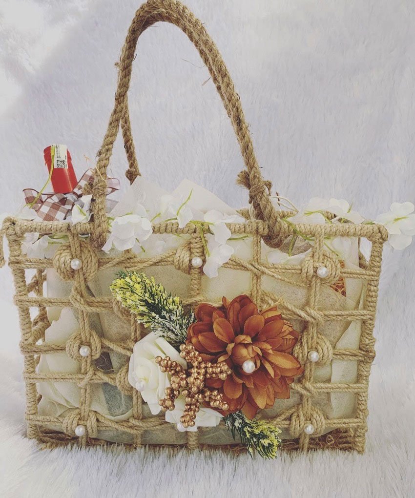 Wrought Iron Basket With Jute Rope